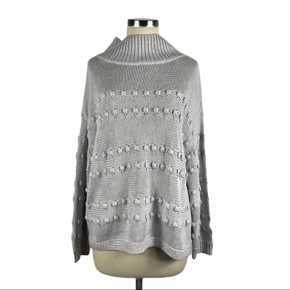 NIC + ZOE Gray Pom Mock Neck Sweater XL NWT - Picture 1 of 8